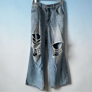 Distressed Blue Jeans